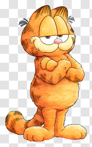 Watercolor Garfield - Cartoon Orange Cat Transparent PNG