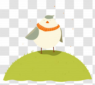 Cartoon Bird - Bird With Scarf On A Hill Transparent PNG