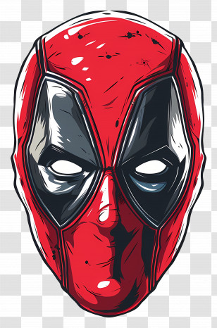 Cartoon Deadpool Face - Red Superhero Mask Cartoon Illustration Transparent PNG