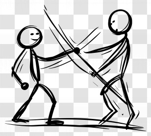 Stick Figure Fighting - Stick Figures Fighting Sketch Transparent PNG