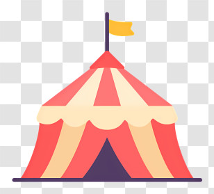 Carnival Circus Tent - Red And Yellow Striped Carnival Tent With Flag Transparent PNG