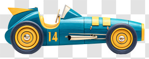 Cadillac F1 - Vintage Blue And Yellow Race Car Transparent PNG