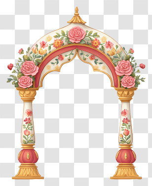 Indian Wedding Arch - Romantic Pink Rose Arch Transparent PNG