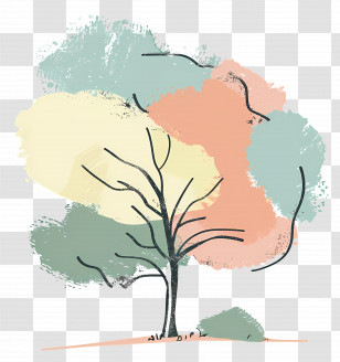 Cartoon Tree - Abstract Illustration Of A Tree With Colorful Foliage Transparent PNG