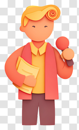 Paper Cut Journalist - Cartoon Reporter With Microphone Transparent PNG