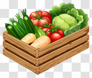 Vegetable Box - Wooden Crate With Fresh Vegetables Transparent PNG