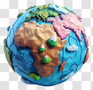 3d Earth Planet - Colorful Polygonal Globe Artwork Transparent PNG