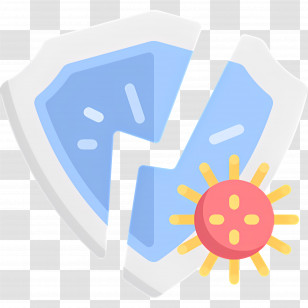 Immunity Shield - Broken Shield With Sun Icon Transparent PNG
