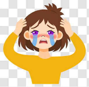 Upset Girl With Dropping Tears - Crying Woman With Tears Transparent PNG
