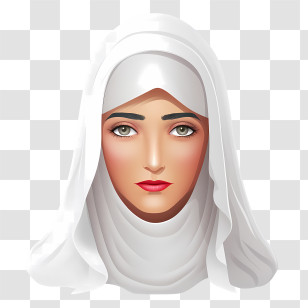 Woman With Veil - Cartoon Of Woman Wearing White Hijab Transparent PNG