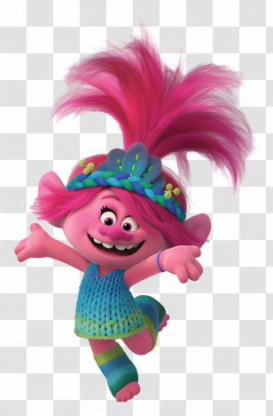 Queen Poppy - Cute Pink Cartoon Character With Playful Pose Transparent PNG