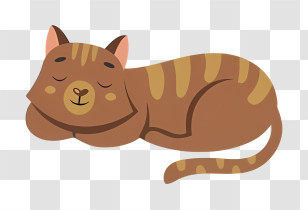 Black Cat - Sleeping Cartoon Cat Illustration Transparent PNG