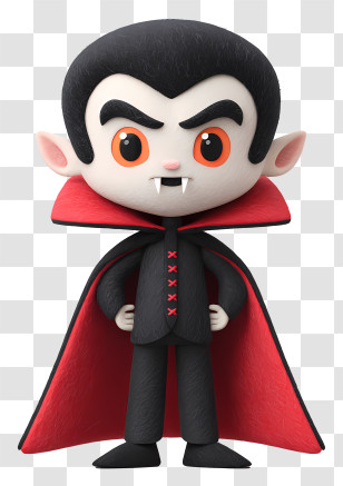 Spooky Vampire - Cute Vampire Character With Cape Transparent PNG