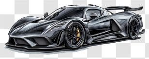 Hennessey Venom F5 - Sleek Black Sports Car Transparent PNG