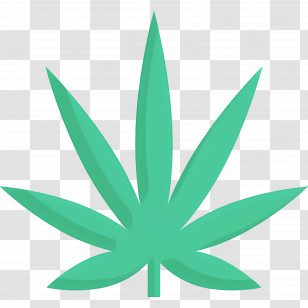 Cannabis Leaf - Simple Green Cannabis Leaf Illustration Transparent PNG