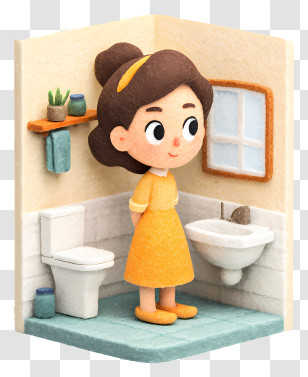 Girl In Bathroom - Girl In Bathroom In Cute Style Transparent PNG