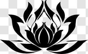 Silhouette - Black Lotus Flower Symbol Design Transparent PNG