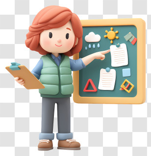 Teacher In Classroom - Teacher Presenting Weather Board Illustration Transparent PNG