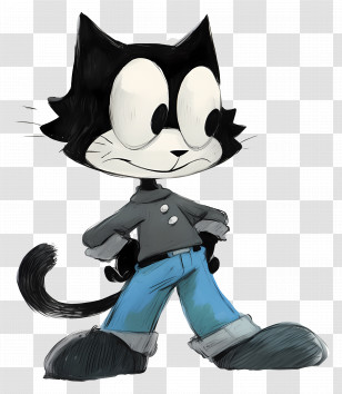 Felix The Cat - Cartoon Cat In Blue Jeans Transparent PNG