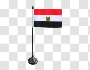 Egypt - Egyptian National Flag On Stand Transparent PNG