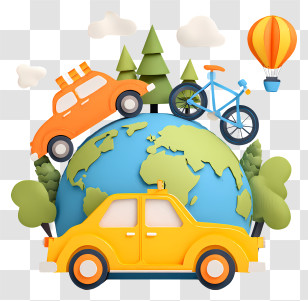 World Car Free Day - World Travel With Cars And Bicycle Transparent PNG