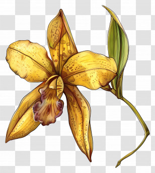 Gold Of Kinabalu Orchid - Yellow Orchid With Delicate Petals Transparent PNG