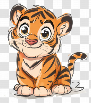 Cute Tiger - Cute Cartoon Baby Tiger Illustration Transparent PNG