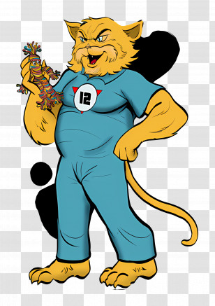 Fat Cat - Cartoon Cat With Toy Transparent PNG