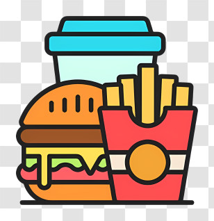 Hamburger - Fast Food Combo Of Burger, Fries, And Drink Transparent PNG