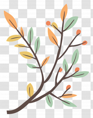 Tree Branch - Autumn Branch With Colorful Leaves Transparent PNG
