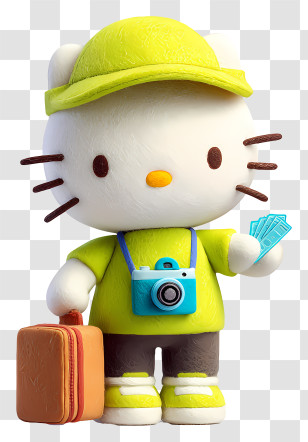 Hello Kitty Tourist - Cute Cat Traveler With Camera Transparent PNG