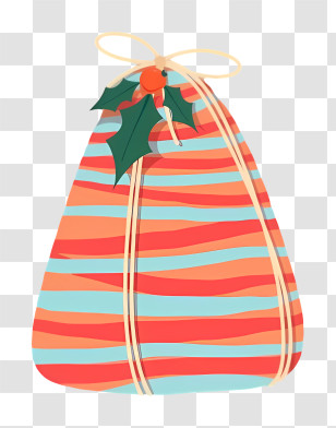 Gift - Christmas Gift Bag With Holly Decoration Transparent PNG