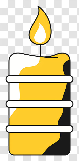 Yellow Cake - Yellow And Black Candle Transparent PNG