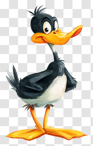 Watercolor Daffy Duck - Cartoon Duck Character Transparent PNG