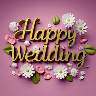 Happy Wedding - Happy Wedding With Flowers Transparent PNG