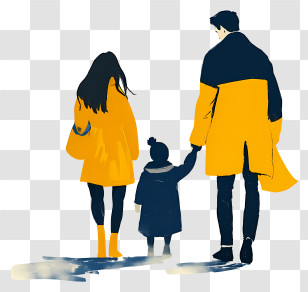 Family - Stylized Illustration Of Family Walking Transparent PNG