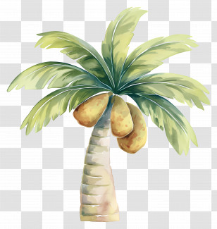 Palm Trees - Watercolor Coconut Tree Illustration Transparent PNG