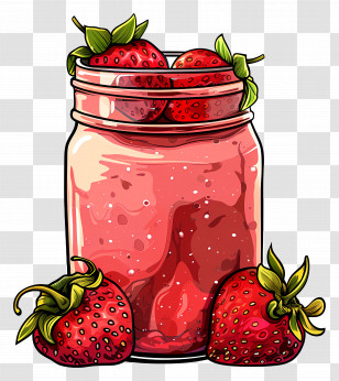 Strawberry Pudding Jar - Delicious Strawberry Smoothie In A Jar Transparent PNG