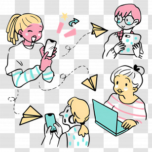Social Girl - People Communicating With Devices Transparent PNG