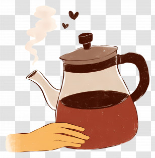 Coffee Pot - Steaming Teapot With Hand Transparent PNG