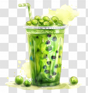 Matcha Bubble Tea - Green Bubble Tea Illustration Transparent PNG