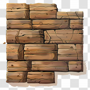 Brick Wall - Wooden Brick Wall Illustration Transparent PNG