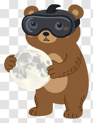 Brown Bear - Bear With Goggles And Moon Illustration Transparent PNG