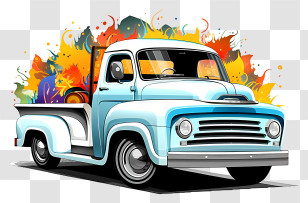 Old Truck - Blue Vintage Truck With Artistic Splash Transparent PNG