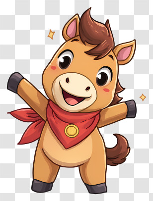 Cartoon Horse - Happy Cartoon Pony Mascot Transparent PNG