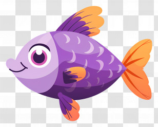 Fish Cartoon - Vibrant Purple Cartoon Fish Transparent PNG