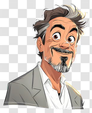 Funny Robert Downey Jr Sketch - Friendly Elderly Man Caricature Transparent PNG