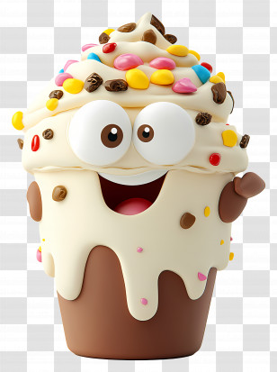 Frappe - Cute Ice Cream With Toppings Transparent PNG