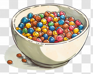 Bowl Of Cereal - Bowl Of Colorful Cereal For Breakfast Transparent PNG