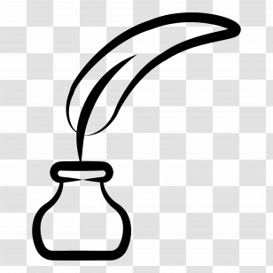 Feather Ink - Black Quill And Ink Bottle Transparent PNG